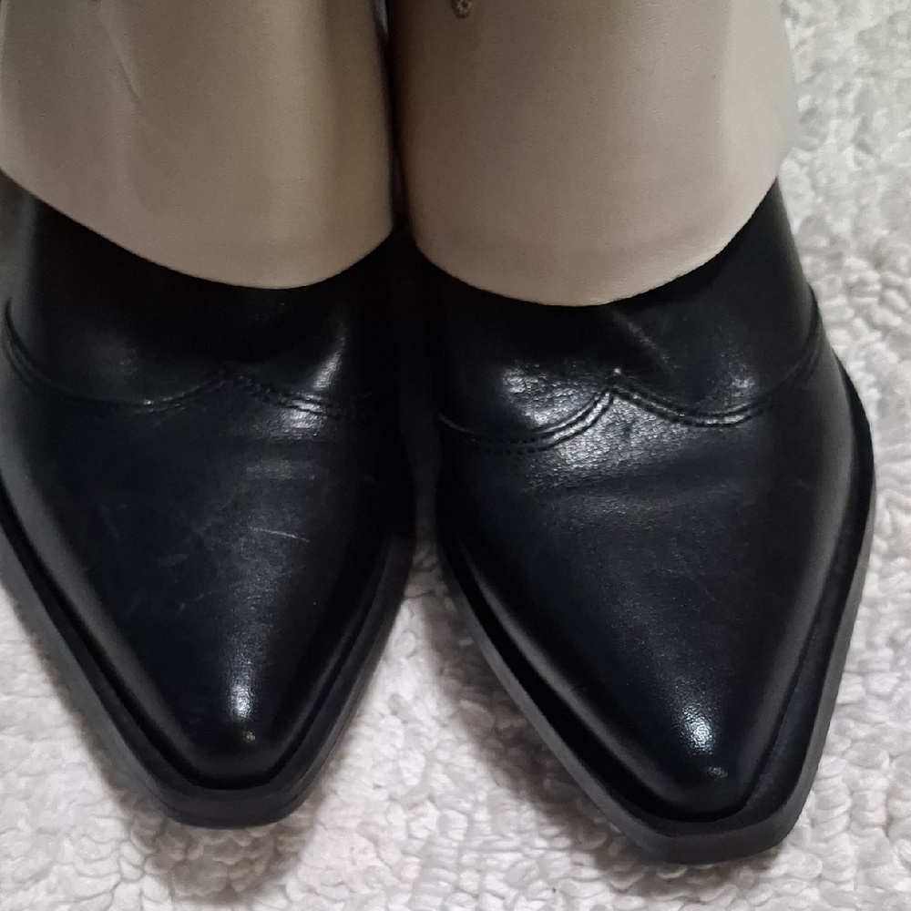 Gianni Bini Black and White Flame Heeled Boots - Picture 10 of 11